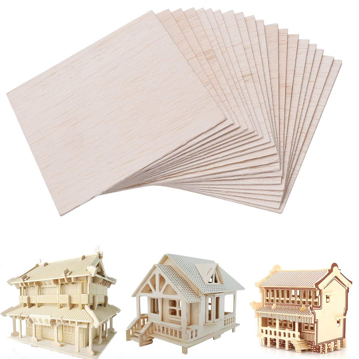 Pack of 20 Balsa Wood Plywood Board Balsa Board for DIY House Aeroplane (100 mm x 100 mm x 1 mm)