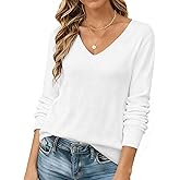 Sweaters for Women Trendy Fall Fashion 2025 Womens Long Sleeve Tops Shirts Blouses V Neck Casual Lightweight Pullover Sweater