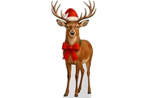 AMAZING ITEMS Deer X-mas Life Size Standee - 5FT Freestanding Coroplast Cutouts | Safari Animal Standup Photo Booths, Jungle Party, Birthday & Halloween Decorations