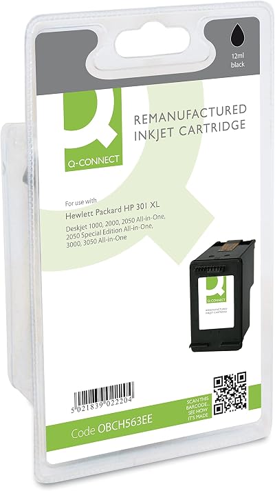 Q-Connect HP 301XL Remanufactured Black Ink Cartridge High Yield CH563EE
