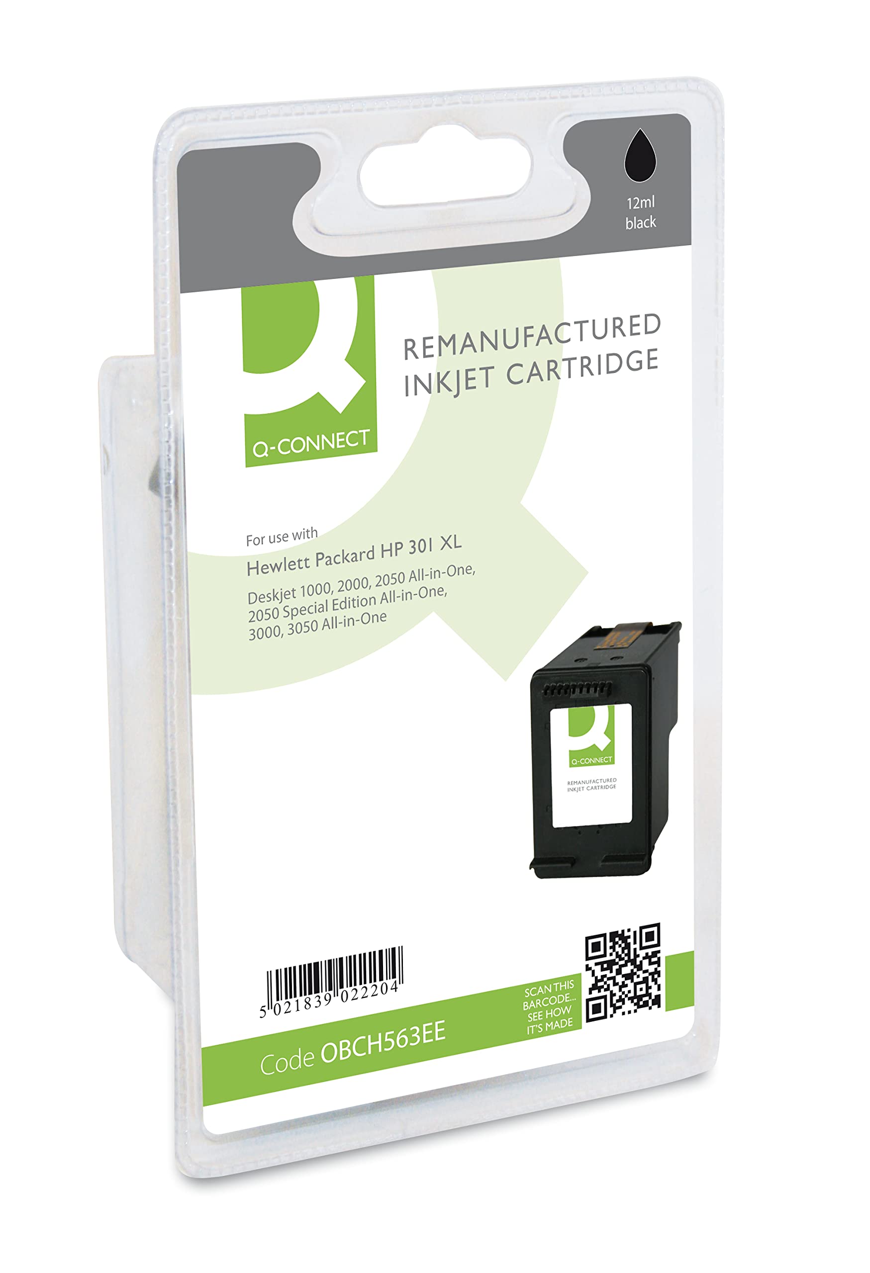 Q-Connect HP 301XL Remanufactured Inkjet Cartridge High Yield CH563EE - Black