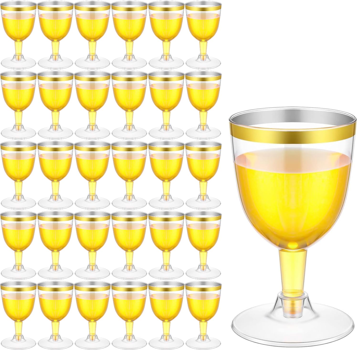 Photo 1 of U UAIREMSIC 30-Pack Gold Rim Plastic Wine Glasses – 5oz Clear Disposable Wine Cups, Elegant & Durable – BPA-Free, Easy Assembly for Weddings, Parties & Celebrations