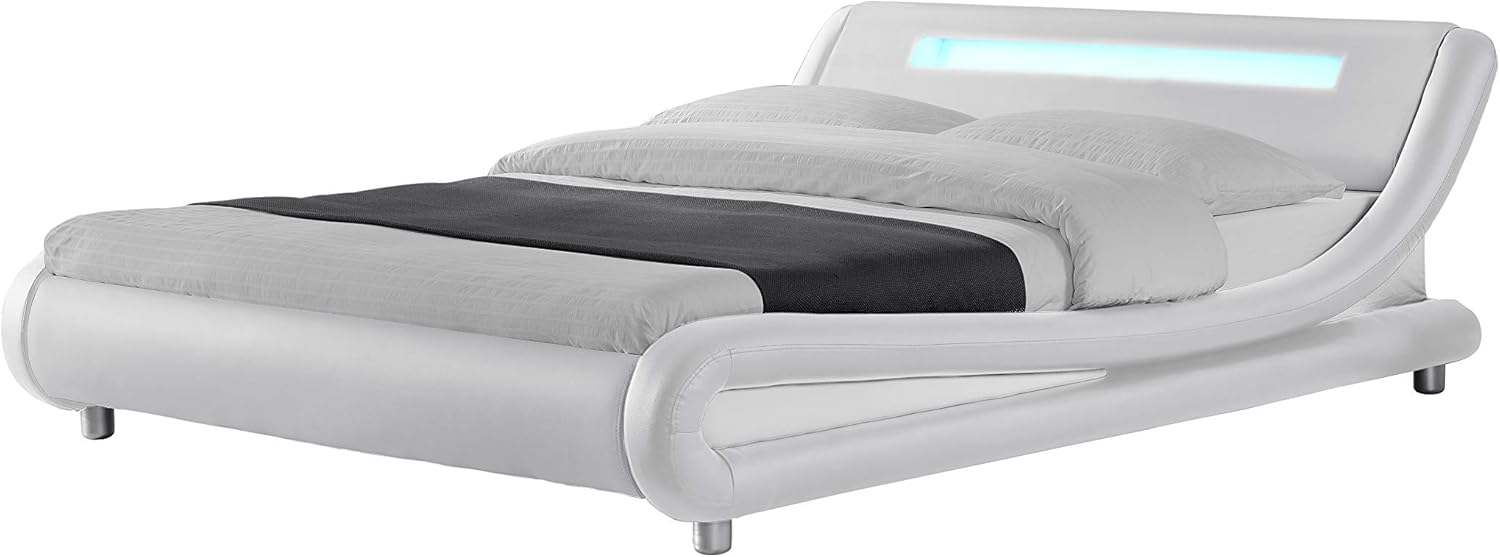 Best white faux leather bed frame queen