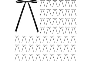 WMBZXH 50 Pcs Satin Ribbon Bows 5x7 Inch Twist Tie Bows, Cute Black Bow Decor for Gift Wrapping, Cake Treat Bags, Craft DIY Gift, Party Favors Wedding Decorations (Black)