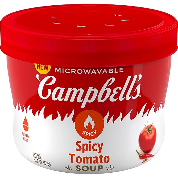 CAMPBELL’S SPICY TOMATO SOUP, 15.4 OZ MICROWAVABLE BOWL