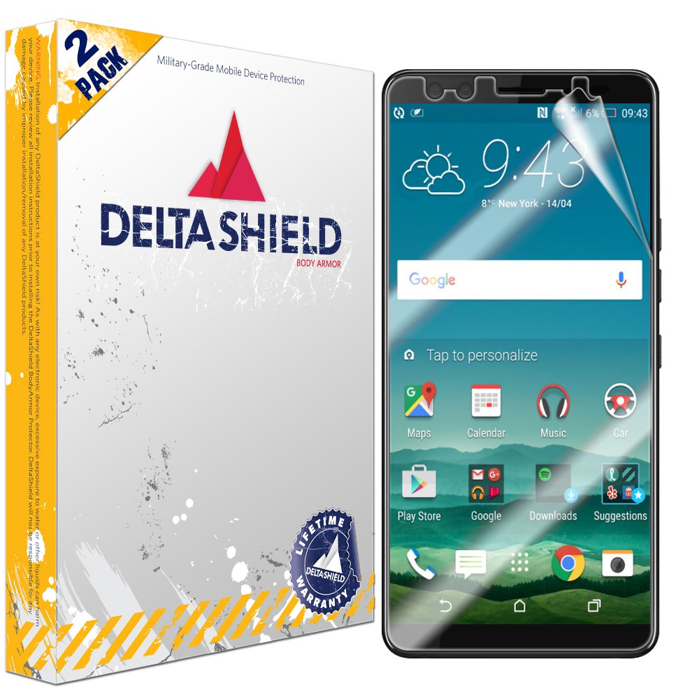 HTC U12 Plus Screen Protector [2-Pack], DeltaShield BodyArmor Full Coverage Screen Protector for HTC U12 Plus Military-Grade Clear HD Anti-Bubble Film