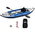 Sea Eagle 300X Explorer Touring, Camping, Fishing Whitewater Inflatable Kayak, Solo, Self-Bailing, Drop Stitch Floor-Paddle, Seat, Pump, Skeg, Bag