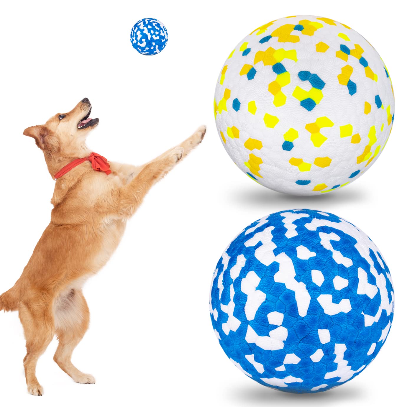 VINTAGLBIN Indestructible Dog Ball Rubber Dog Ball Dog Toy, Resistant Teeth Training Dog Toys Throw Toy Dog Ball for Large Dogs, Medium Small Dogs…