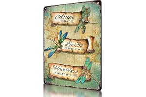 Accept What Is Metal Decor Vintage Tin Dragonfly Wall Art Outdoor Garden Decor Dragonfly Gifts For Women Bathroom Sign Home D