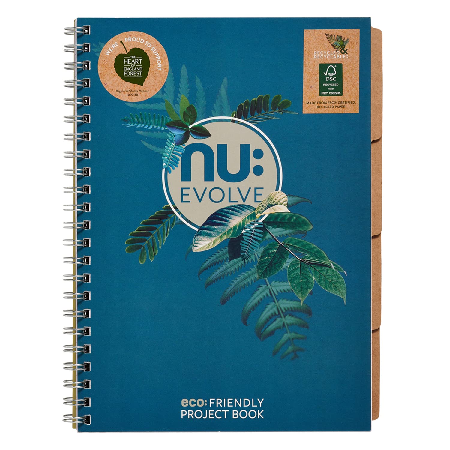 NU A4 Teal Project Book | Lined Notebook | FSC-Certified, 150 Pages | Professional & Stylish | Fully Recyclable | Evolve Range