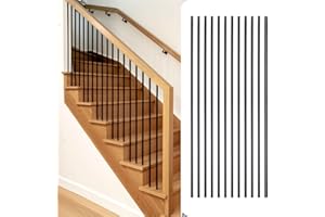 GRMIKBU 12Pack Wrought Iron Balusters 44 Inches Deck Balusters (44, Plain Bar)