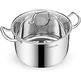 ItsMillers Stainless Steel Stock Pot - 8 Quart, Soup Pot Induction Compatible, Cooking Pot with Riveted Handle, Oven & Dishwasher Safe