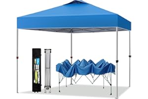 PHI VILLA Outdoor Pop up Canopy 10'x10' Tent Camping Sun Shelter-Series Party Tent, 100 Sq. Ft of Shade (Blue)