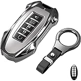 for Nissan Heavy Key Fob Cover with Keychain Zinc Alloy Metal Key Fob Case Compatible with Altima Armada Maxima Murano Sentra Rogue Pathfinder (Round Buckle)