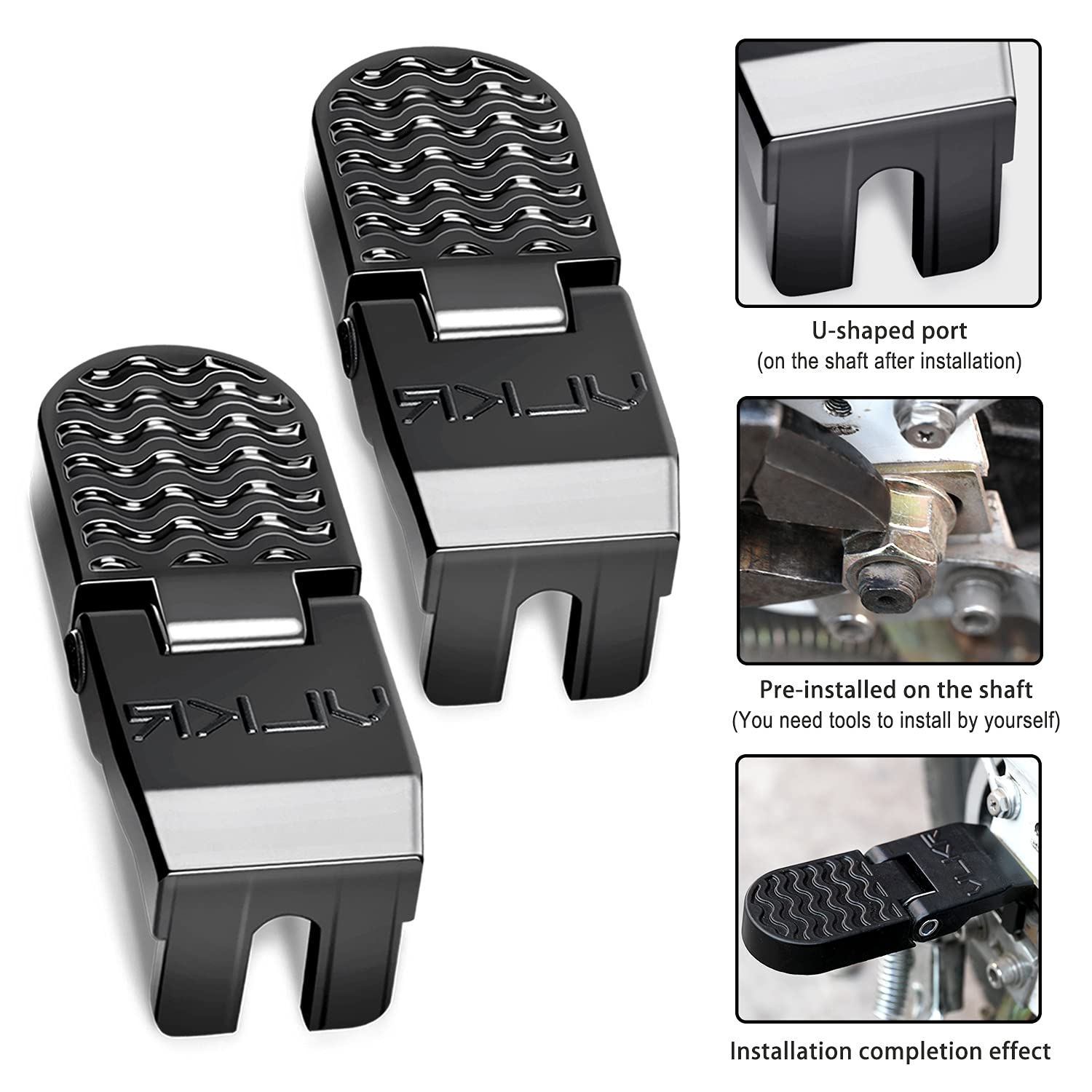 TOBWOLF 2PCS Bike Rear Pedals, Aluminium Bicycle Foot Peg, Non-Slip Ebike Foot Pegs for Passenger, Folding Rear Bicycle Footrest Pedals for E-Bike, Mountain Bike, Folding Bicycle