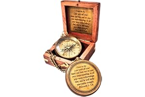 ALADEAN Trust in The Lord - Proverbs 3: 5-6 Engraved Compass, Wood Box Greeting, Inspirational Gift Men, Christian Boys Baptism Gifts, Graduation Day