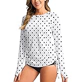 SANTINY Women's Rash Guard UPF50+ SPF Long Sleeve Swimsuits Top UV Sun Protection Swim Shirts for Woman with Zip