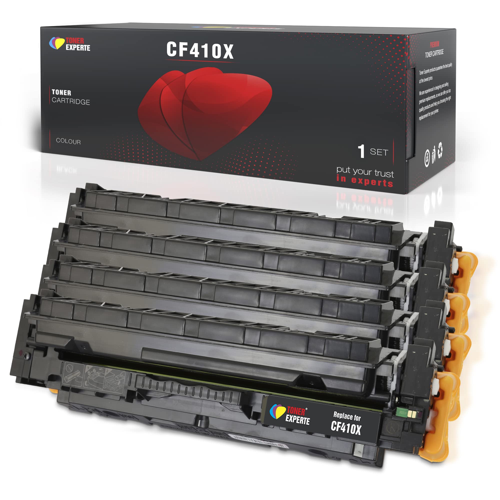 TONER EXPERTE Compatible 410A 410X Toner Cartridge Replacement for CF410A CF410X for Color LaserJet Pro M452dn M452nw MFP M377dw M477dw M477fdn M477fdw M477fnw Printer 4-Pack