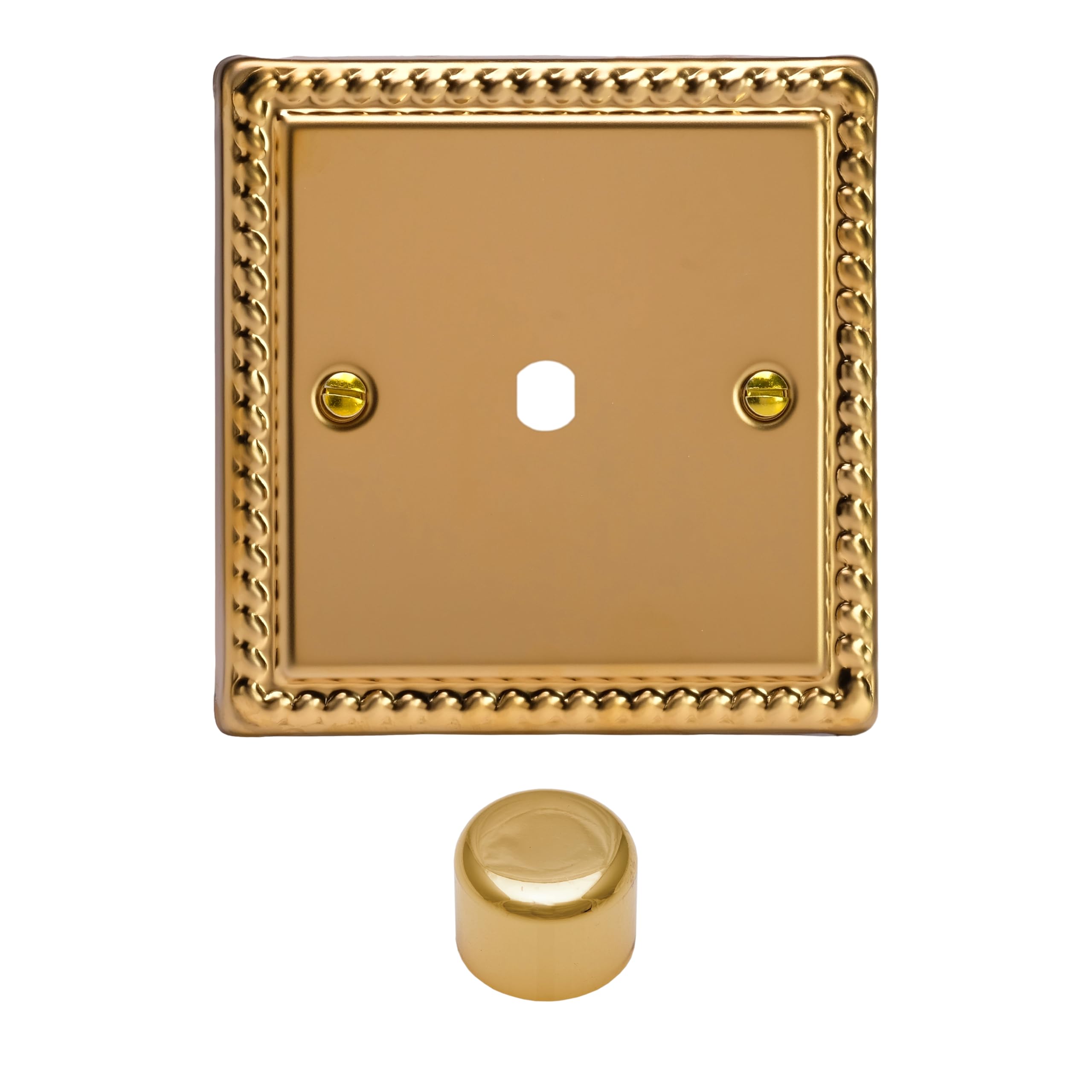 Varilight Single Faceplate Kit (Dimmer Modules Not Included) - Classic Georgian Brass With Polished Brass Knob, WG1
