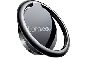 Lamicall Cell Phone Ring Holder Stand - Phone Finger Gip Kickstand, 360° Rotation Polished Metal Grip for Magnetic Car Mount, Fit for iPhone 17/16/15/14 Pro Max Air, Android Smartphone Accessories