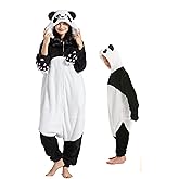 DELEY Unisex Adult Panda Onesie Pajamas, Flannel Animal One Piece Costume Sleepwear Halloween Cosplay Homewear