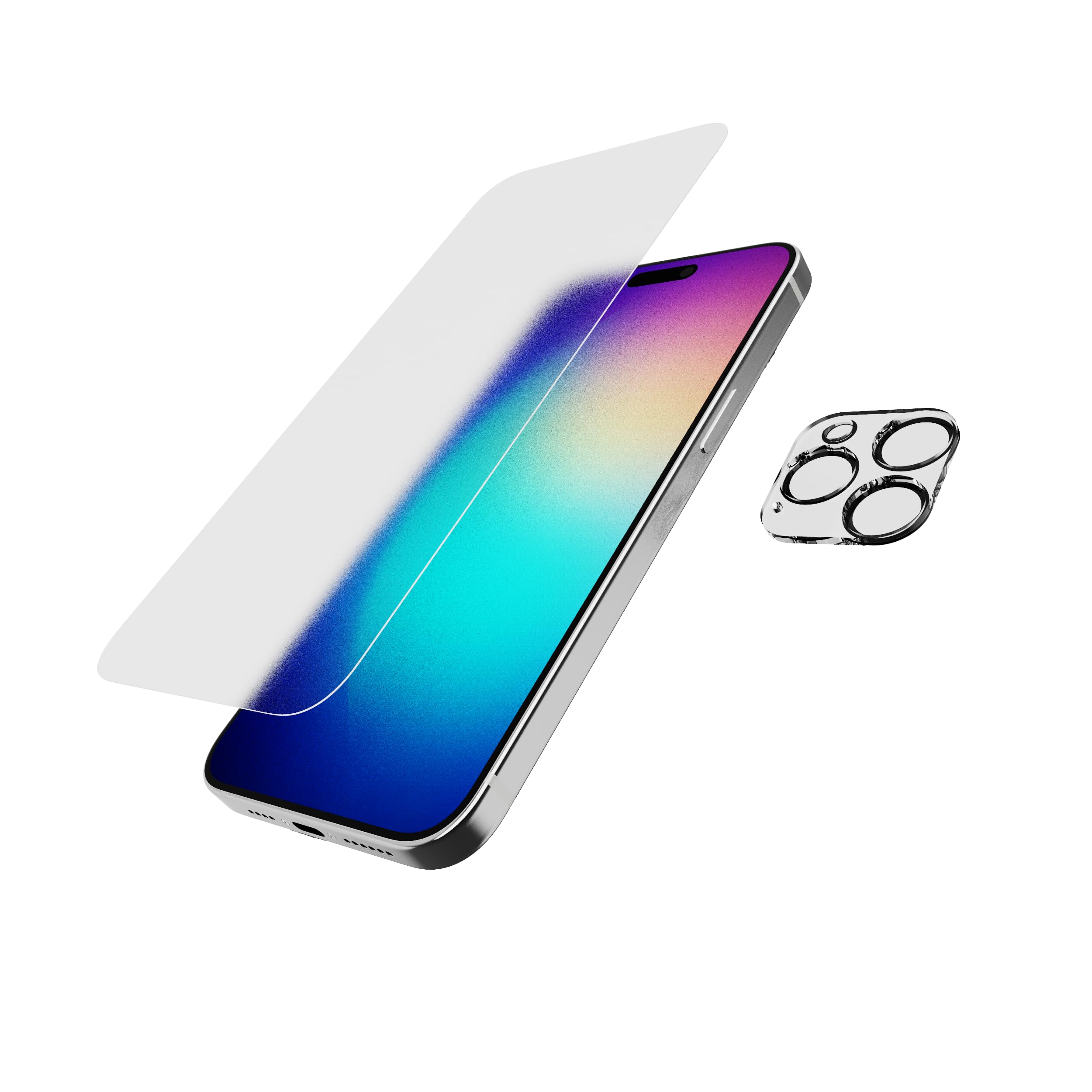 Tech21 Impact Glass – Anti-Glare Screen and Camera Lens Protector Bundle for iPhone 15 Pro Max - Easy applicator tool included