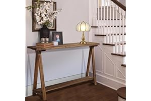 iVilla Farmhouse Console Tables for Living Room, 43.3" Solid Wood 2-Tier Sofa Table, Rustic Hallway Table for Entryway, Natur