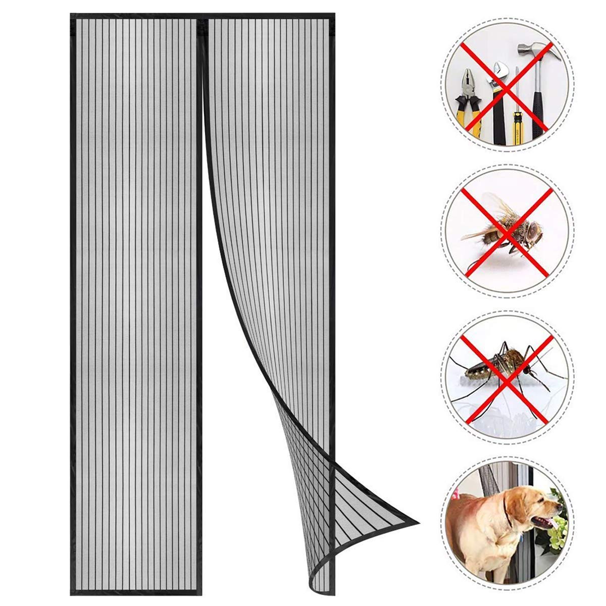 Coedou Magnetic Fly Insect Screen Door, Mesh Curtain 80 x 210 cm - Keeps Mosquitoes Insects Out