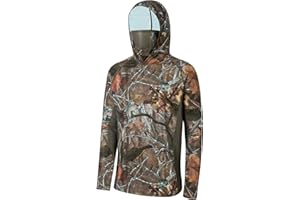BASSDASH UPF 50+ Men’s Hunting Shirts with Mask Long Sleeve Camo Fishing Hoodie