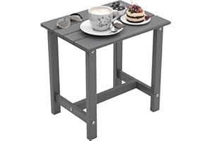 OTSUN Outdoor Side Table, HDPE Small Adirondack Side Tables, Outside End Table for Patio, Porch, Deck, Pool, Weather Resistant/Easy Maintenance (1PC, Gray)