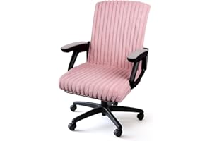 AELS Faux Fur Striped Office Chair Cover, Desk Chair Cover Computer Office Chair Covers - Fits Desk Chair/Armchair, Soft Breathable Fabric - Washable & Removable for Home & Office, Pink