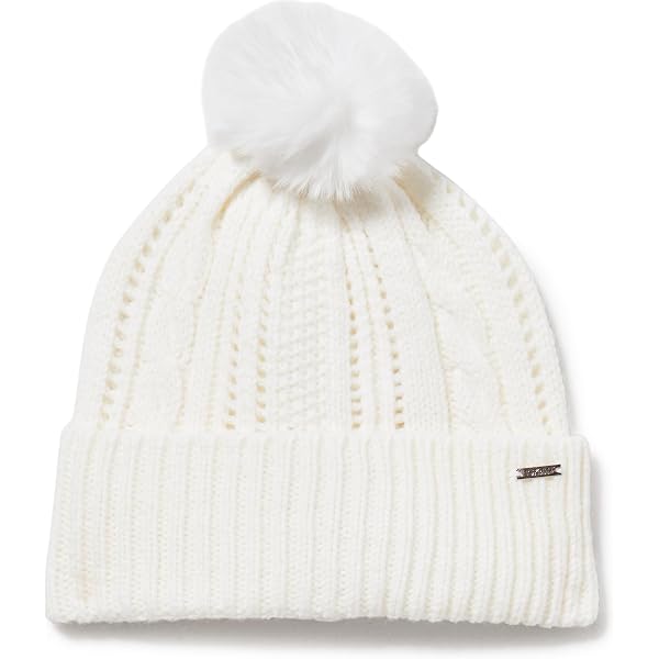 J Crew Womens Beanie Hat Cotton  Faux Fur Pom Pom (B10) Womens J.Crew Faux Fur Pom Pom Beanie Hat - Ivory/Cream  main image 2