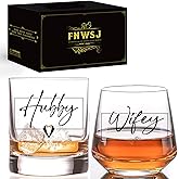 Hubby & Wifey Wine & Whiskey Glass Set - Wedding Gifts for Couples 2025, Mr & Mrs Personalized Glass, Couple Gifts for Him and Her, Bridal Shower Gift, Bride and Groom Shot Glass -11