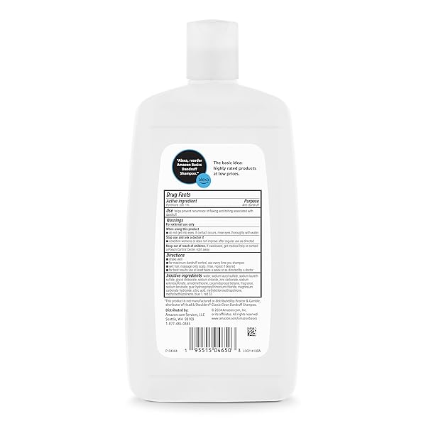 AMAZON BASICS DANDRUFF SHAMPOO FOR NORMAL TO OILY HAIR, 28.2 FLUID OUNCES, 1 PACK