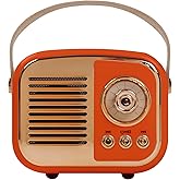 Aresrora Retro Bluetooth Speaker, Vintage Wireless Speaker,Portable Mini Radio Old Fashion Style for Room Decor Kitchen Desk Bedroom Office,Supports TWS Pairing for iPhone,Android Devices (Orange)