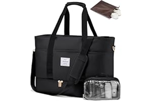 LOVEVOOK Travel Duffle Bag, Weekender Bags for Women with Shoes Compartment, Gym Duffel Bag Carry on Overnight Travel Bags with Toiletry Bag, Tote Hospital Bag for Women Labor Delivery, 3Pcs Set