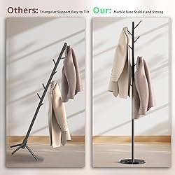 HzTinT Coat Rack with Natural Marble Base, Metal
