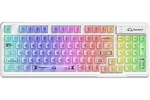 ZIYOU LANG M95 Transparent Membrane Keyboard,Wired Gaming Keyboard with Clear Keycap,Rainbow RGB Backlit,Side Light bar,94 Si