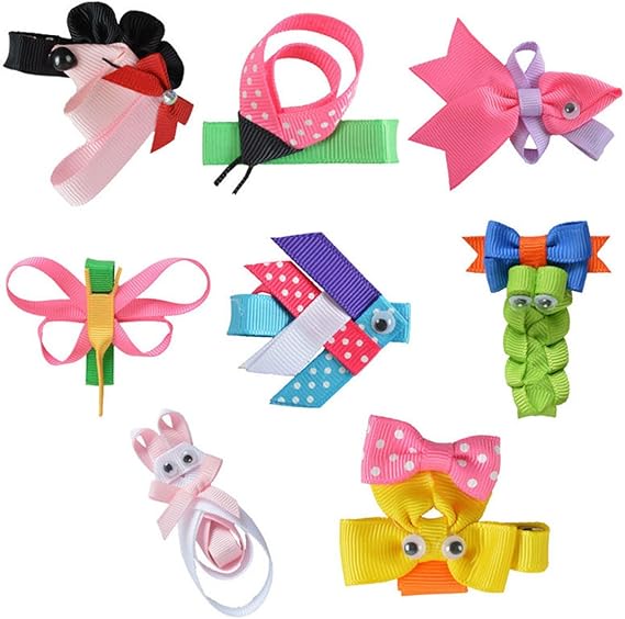 Amazon Co Jp Qhome 8pcs 2 2 5 ヘアリボンのガールズdiy可愛い動物ヘアピンcheer Bowsリボンキッズヘアクリップブランド新しいヘアアクセサリー Us サイズ In 服 ファッション小物
