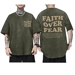 Kelxjia Christian Shirts for Men Faith Over Fear