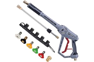 RIDGE WASHER Pressure Washer Gun with Extension Wand, Power Washer Gun with M22 Fitting, 5 Nozzle Tips with Nozzle Holder, 40 Inch, 4500 PSI