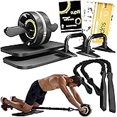 SUPFIT Ab Roller Wheel, 6 in 1 Ab Roller kit with Knee Pads, Push-Up Bars, Resistance Bands, Workout Poster, Workout Guide, P