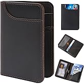 ZTELLHIM Front Pocket Leather Wallet for Men - Rfid Blocking Bifold Slim Minimalist ID Credit Card Holder Wallet - Real Full Grain Leather (Dark Brown)