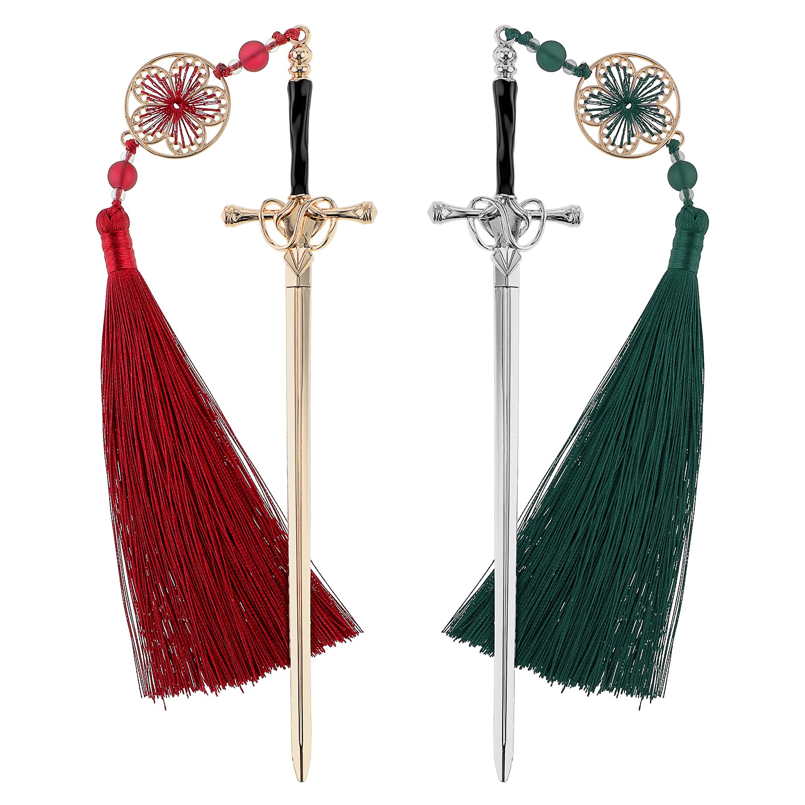 Jeffdad 2Pcs Sword Katana Bookmark Vintage Tassel Metal Pendant Bookmarks Unique Book Lovers Presents Valentine's Day Gifts Thanks Gift for Boyfriend