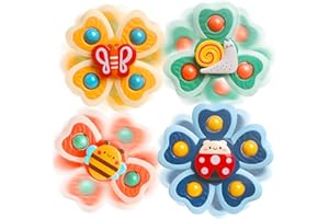 NAODONGLI Spinner Toys for Babies,Baby Fidget Spinner Suction Sensory Car Seat Toys for 6-12 Month,Travel Airplane Toy Birthday Gift for Infants Newborn 0-6 Months Boys Girls