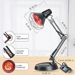 Infrared Heat Lamp with Timer, Red Light Therapy