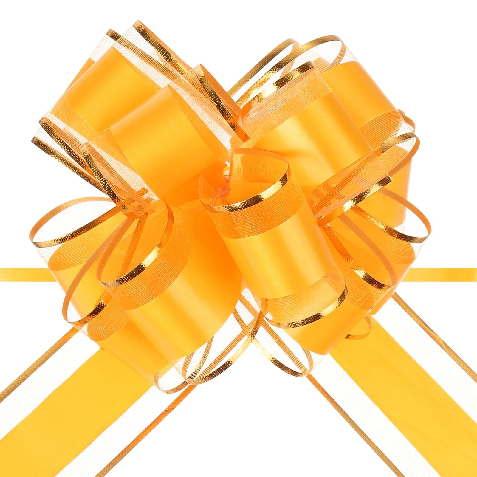 Unifizz 10pcs 6 Inch Yellow Pull Bows with Gold Edge Ribbon Large Gift Bows for Valentine's Day Xmas Holiday Decoration Baskets Gift Wrapping