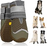 SlowTon Dog Boots Waterproof Non-Slip Paw Protectors Reflective Straps Size 9