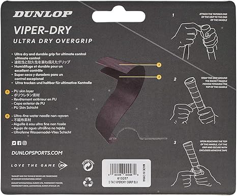 Dunlop Viperdry Tennis Overgrip Black 3 Adulte Unisexe Noir 3 Pack Amazon Fr Sports Et Loisirs