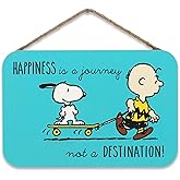Peanuts Charlie Brown and Snoopy Happiness is a Journey Hanging Wood Wall Decor - Cute Snoopy Sign for Home, Office or Classroom